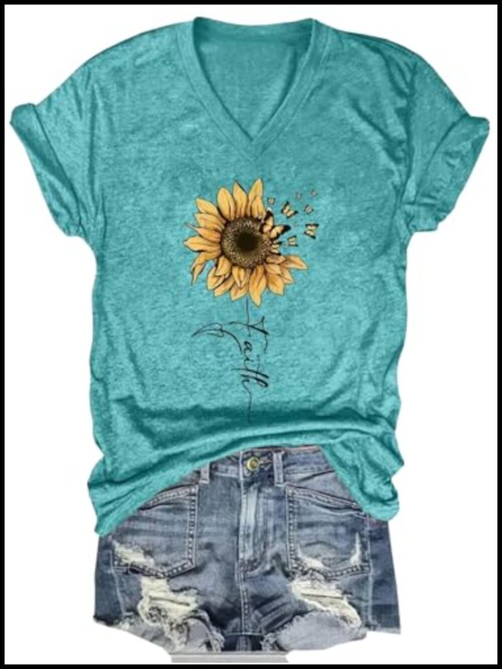 Women's V-Neck Floral Graphic T-Shirt Short Sleeve Summer Casual Tee